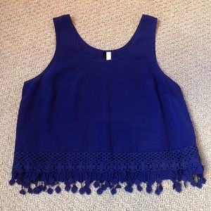 Kenzie fringe tank in royal blue